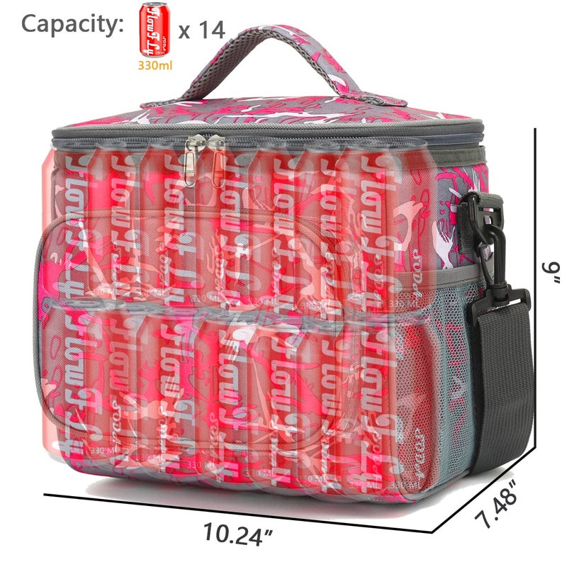 FlowFly Insulated Reusable Lunch Bag Adult Large Lunch Box for Women and Men with Adjustable Shoulder Strap,Front Zipper Pocket and Dual Large Mesh Side Pockets,Graffiti - Image 4
